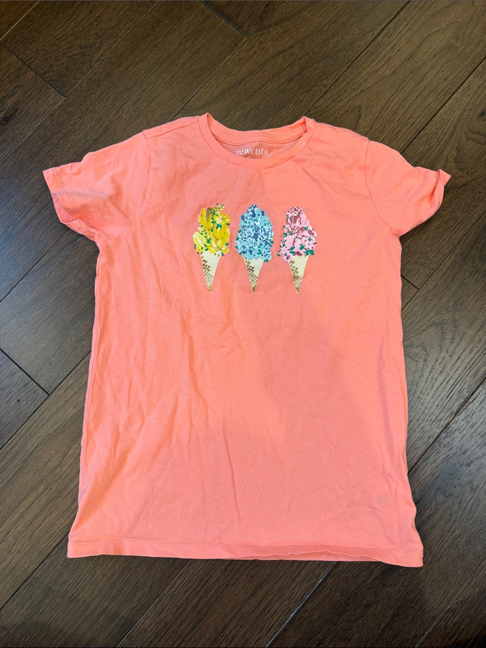 Crewcuts Coral Tee with Triple Ice Cream Graphic Size Large 10/11 - C46-030